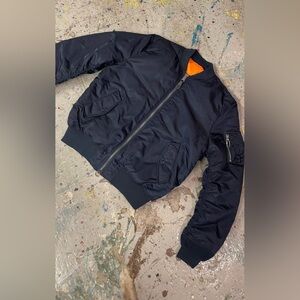 Alpha Industries Black Bomber Jacket with Orange Lining